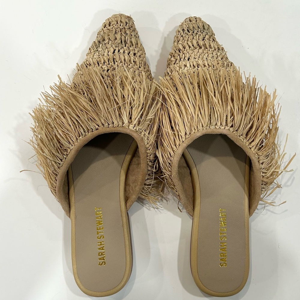 SARAH STEWART Eliza Raffia Handcrafted Mules Size 9 NWT - Picture 6 of 12